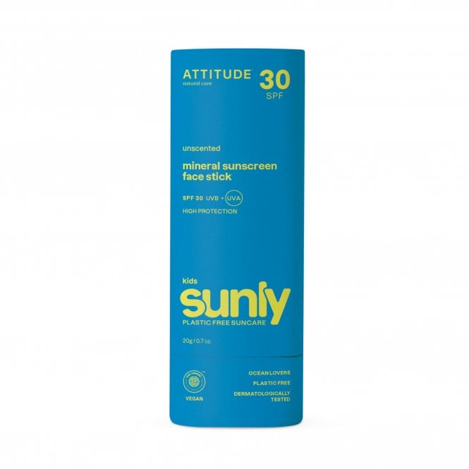 ATTITUDE Sunly Unscented Kids Mineral Sunscreen Face Stick SPF30 - 20g