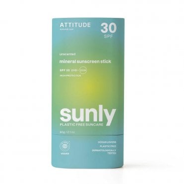 ATTITUDE Sunly Unscented Mineral Sunscreen Stick SPF30 - 60g