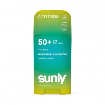 ATTITUDE Sunly Unscented Mineral Sunscreen Stick SPF50+ - 60g