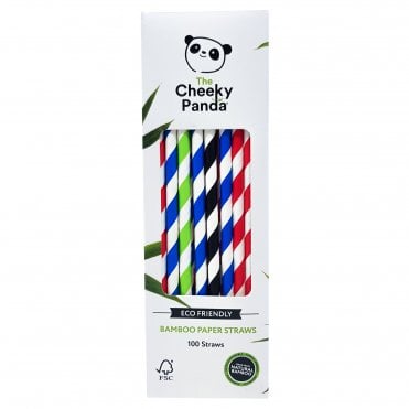 Cheeky Panda Bamboo Multicoloured Paper Straws - 100 Straws