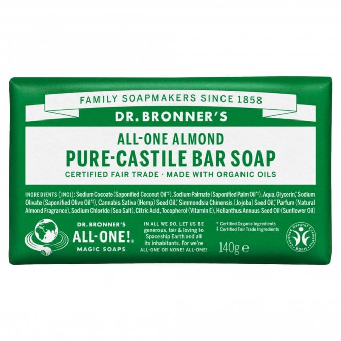 Dr Bronner's All-One Almond Pure-Castile Bar Soap - 140g