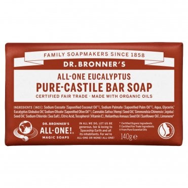 Dr Bronner's All-One Eucalyptus Pure-Castile Bar Soap - 140g