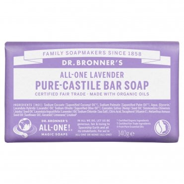 Dr Bronner's All-One Lavender Pure-Castile Bar Soap - 140g