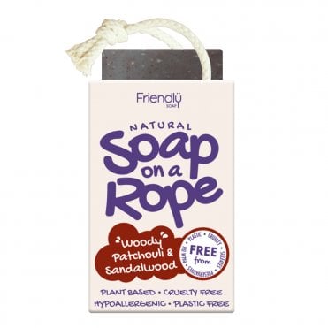 Friendly Soap Woody Patchouli & Sandalwood Soap on a Rope - 125g