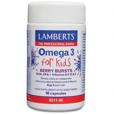 LAMBERTS Omega 3 Berry Bursts for Kids - 60 Capsules