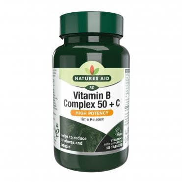 Natures Aid High Potency Vitamin B Complex + Vitamin C - 30 Tablets