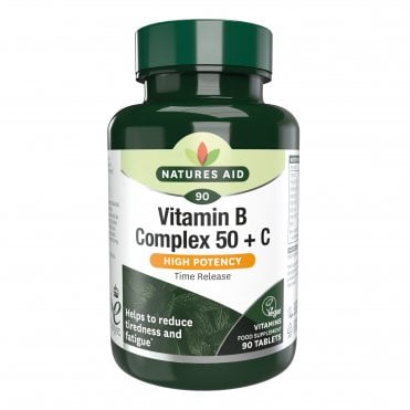 Natures Aid High Potency Vitamin B Complex + Vitamin C - 90 Tablets