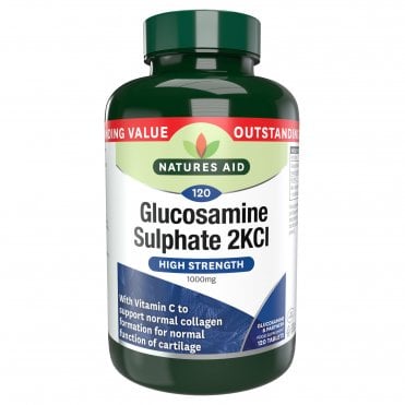 Natures Aid High Strength Glucosamine Sulphate 2KCI - 120 x 1000mg Tablets