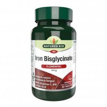 Natures Aid Iron Bisglycinate - 90 x 14mg Tablets