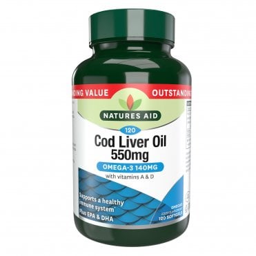 Natures Aid Omega-3 Cod Liver Oil 550mg - 120 Softgels