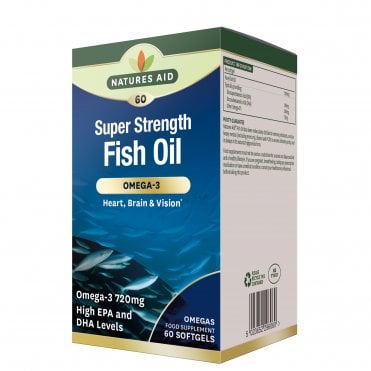 Natures Aid Super Strength Fish Oil - Omega-3 - 60 Softgels