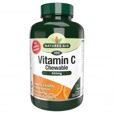 Natures Aid Vitamin C with Rosehips - 100 x 500mg Chewable Tablets