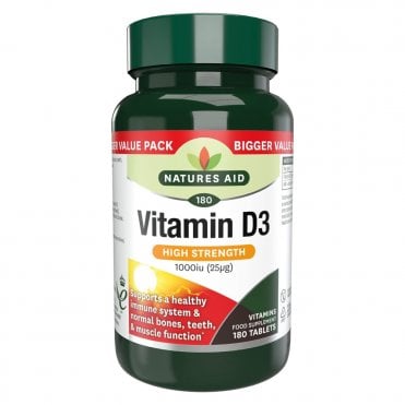 Natures Aid Vitamin D3 - 180 x 1000 IU Tablets