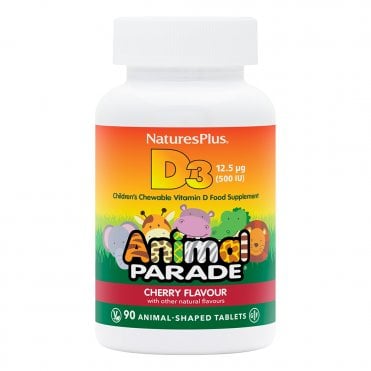 Nature's Plus Animal Parade Vitamin D3 500 IU - 90 Cherry Chewable Tablets