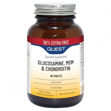 Quest Glucosamine, MSM & Chondroitin 50% Extra FREE - 60+30 Tablets