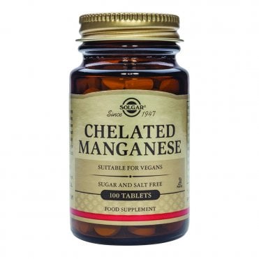 Solgar Chelated Manganese - Premium Mineral - 100 Tablets