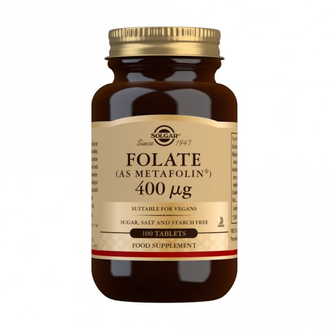 Solgar Folate 400mcg - As Metafolin - 100 Vegan Tablets