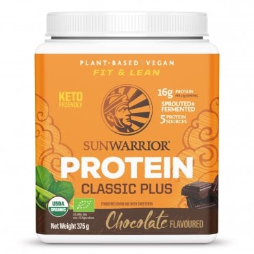 Sunwarrior Classic Plus Organic Chocolate-Flavoured Protein - 375g Powder
