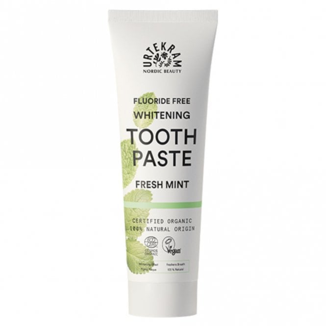 Urtekram Organic Fluoride-Free Fresh Mint Whitening Toothpaste - 75ml