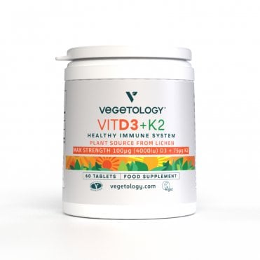 Vegetology Max Strength Vit D3 + K2 - 60 Chewable Tablets