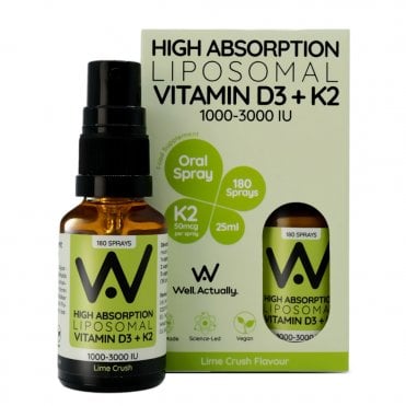 Well.Actually. Lime Crush Liposomal Vitamin D3 + K2 2000 IU - 30ml Spray