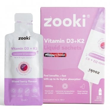 Zooki Liposomal Mixed Berry Vitamin D3 + K2 3000 IU - 14 Sachets